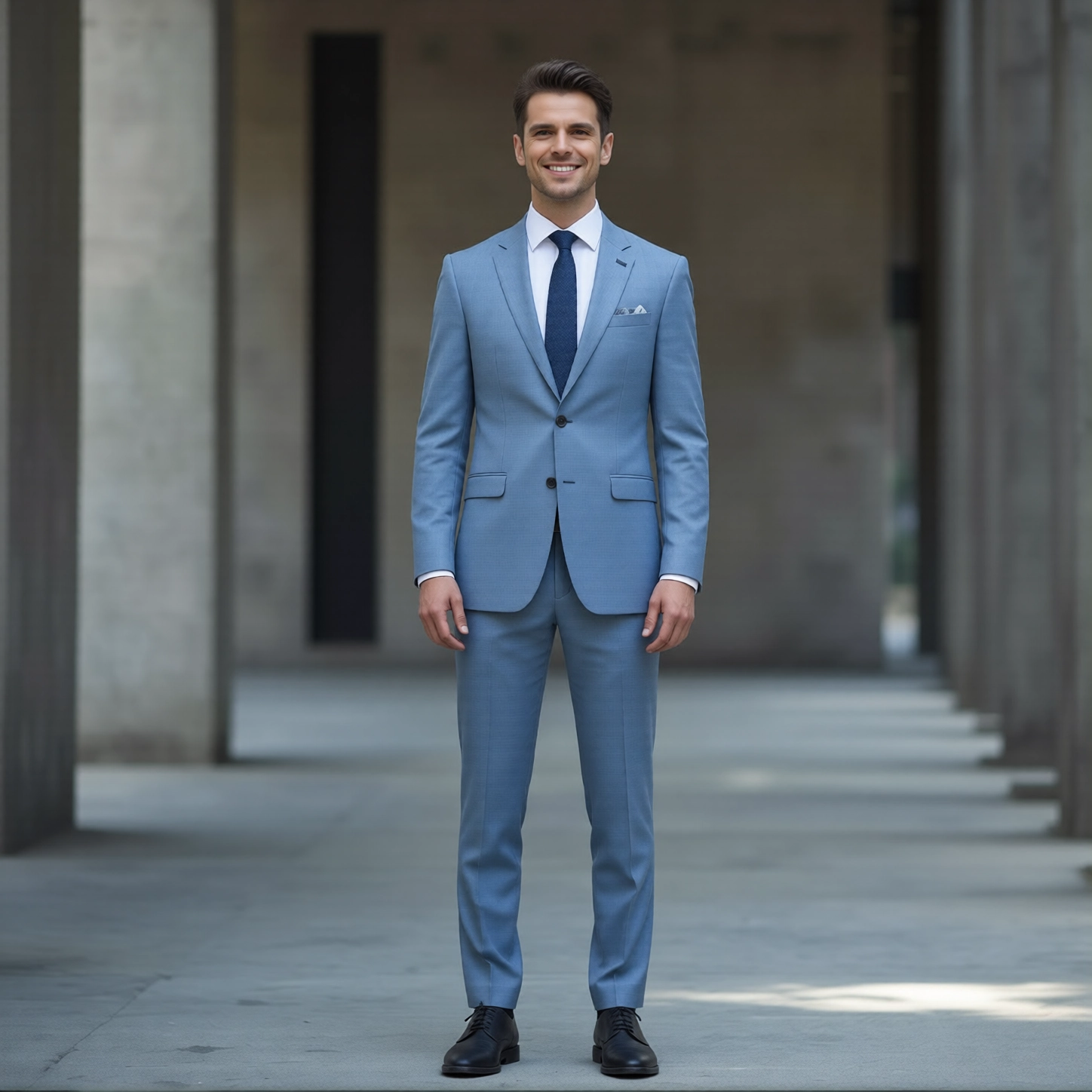 Sky Blue Two-Button Notch Lapel Suit