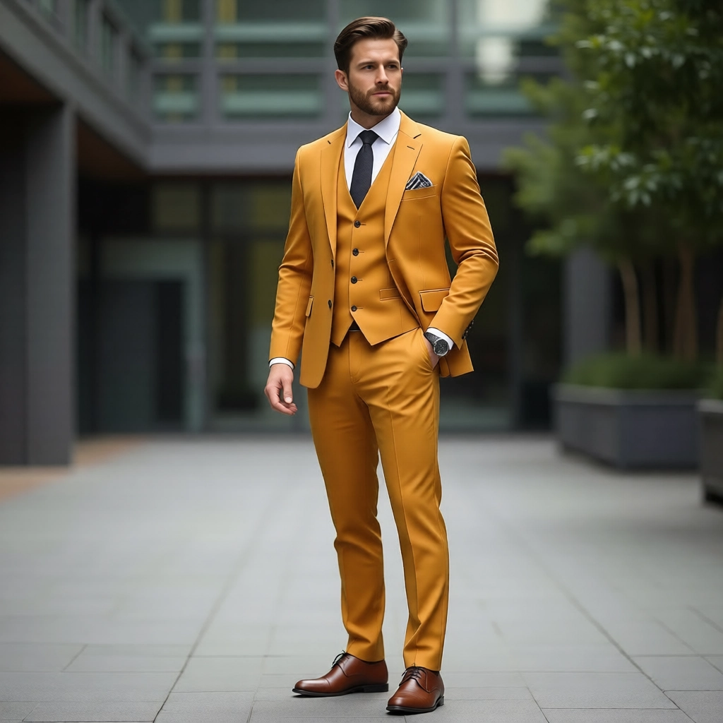 Bold Golden Yellow Three Piece Suit