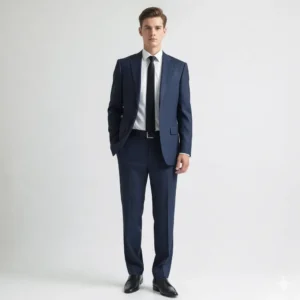 Versatile Navy Notch Lapel Slim Fit-suit-3