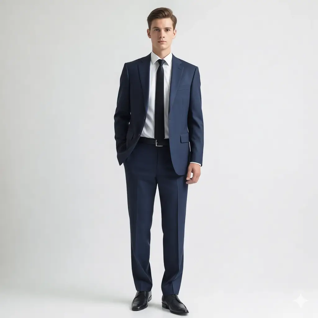 Versatile Navy Notch Lapel Slim Fit Suit