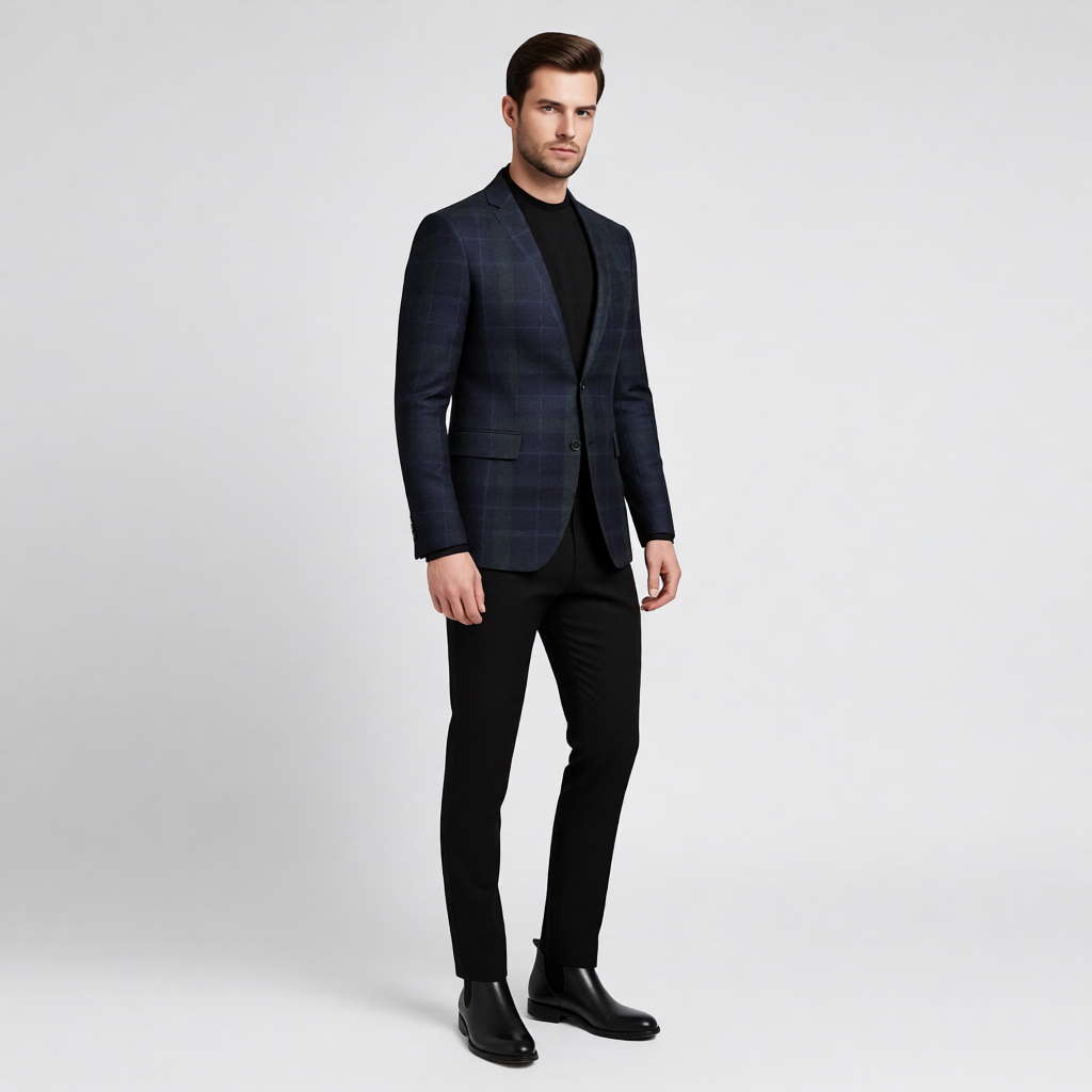 Modern Slim-Fit Navy & Blue Sports Jacket
