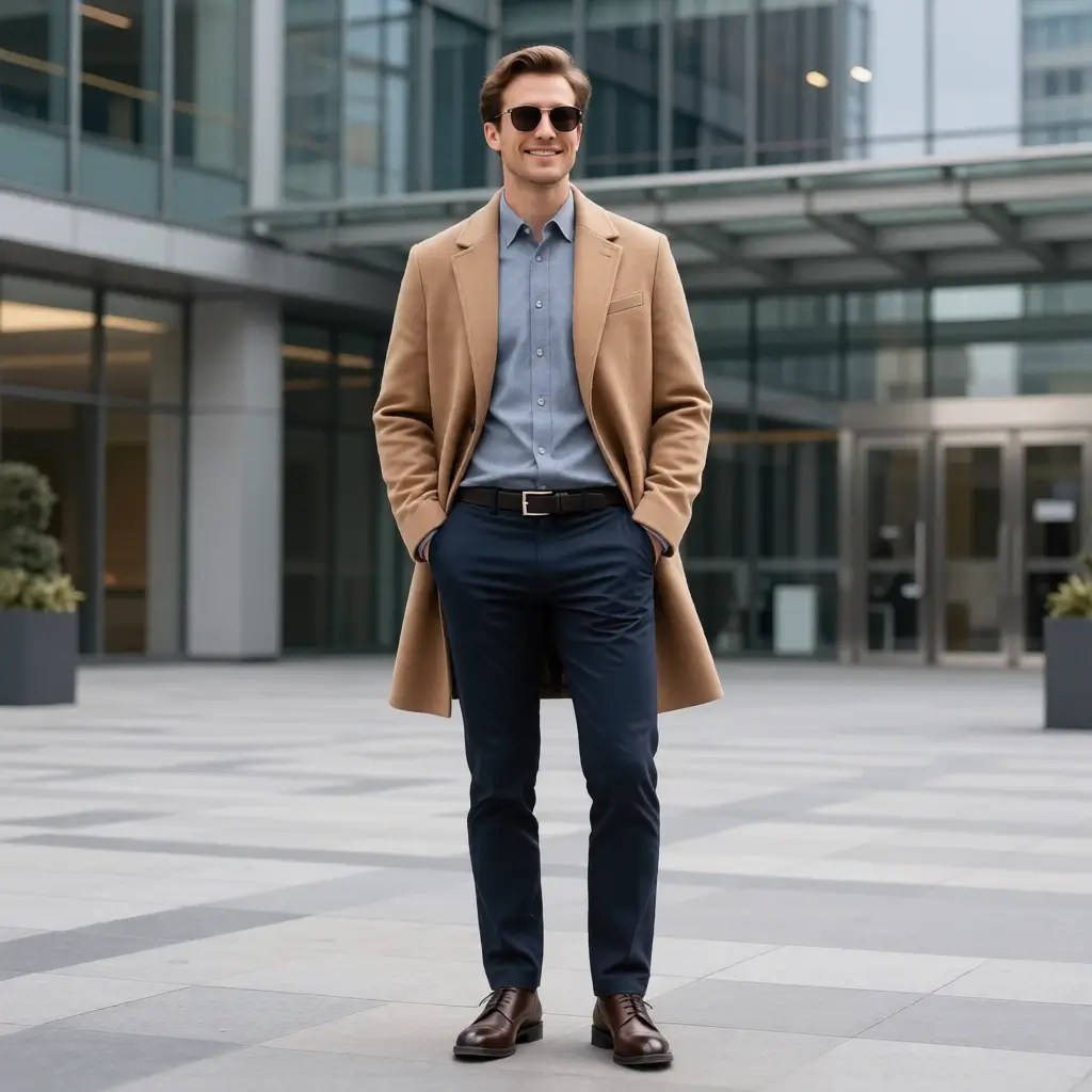 The Bond Street Camel Overcoat: Single-Breasted Wool Blend