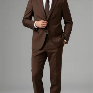 2 piece notch lapel single breasted Brown chocolate suit1