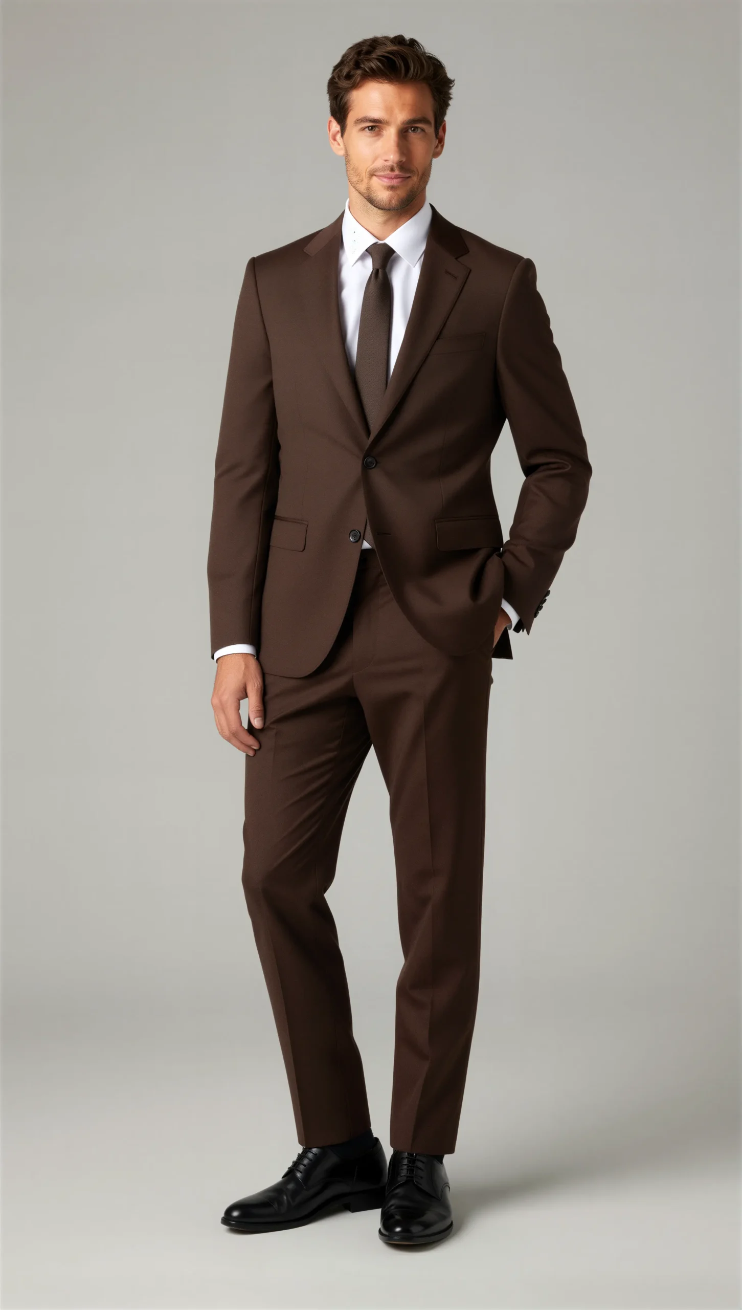 2 piece notch lapel single breasted Brown chocolate suit2
