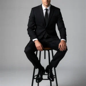 2 piece notch lapel single breasted - black suit1