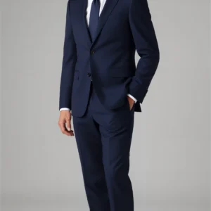 2 piece notch lapel single breasted dark-blue1