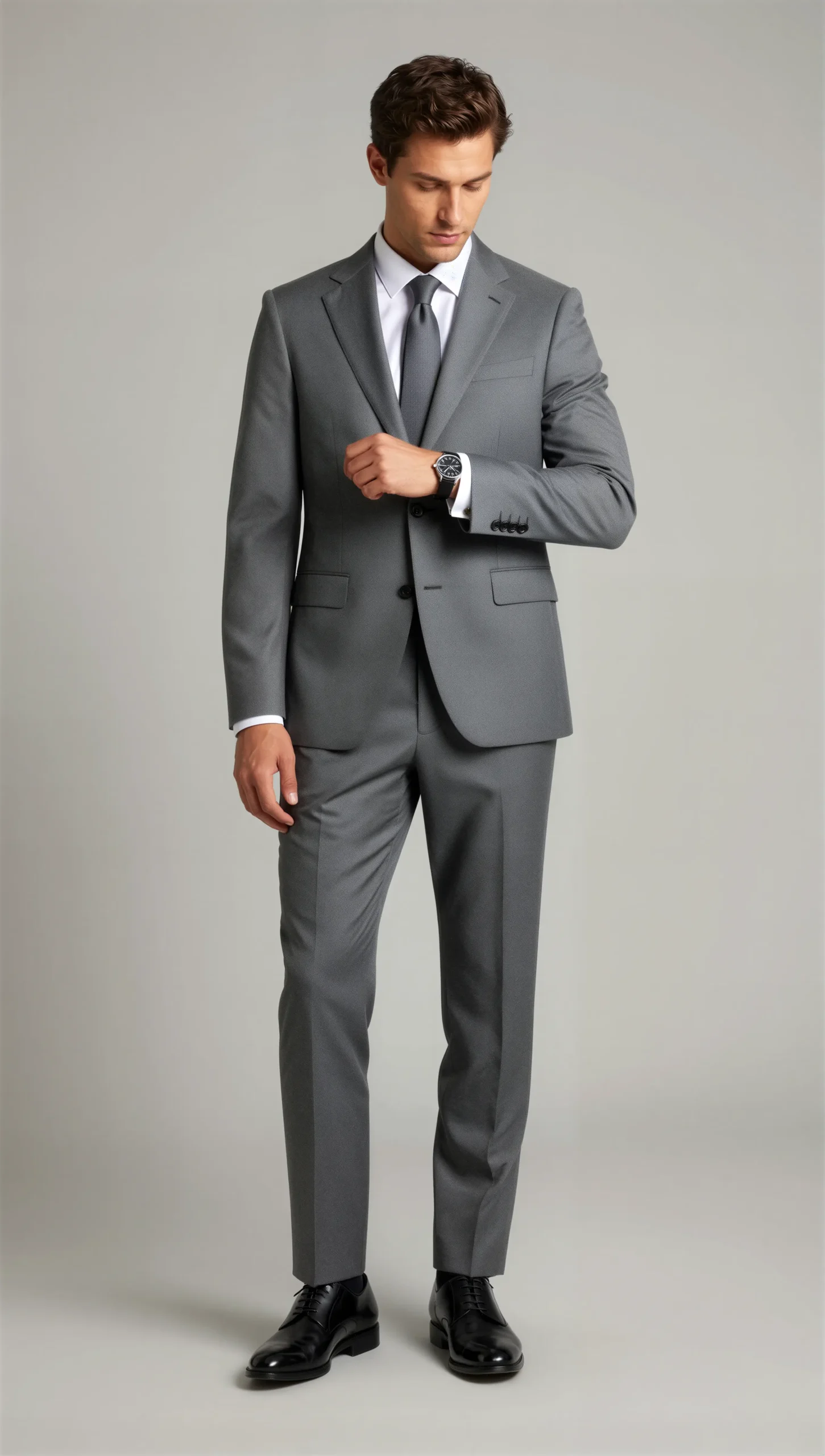 2 piece notch lapel single breasted Medium grey suit