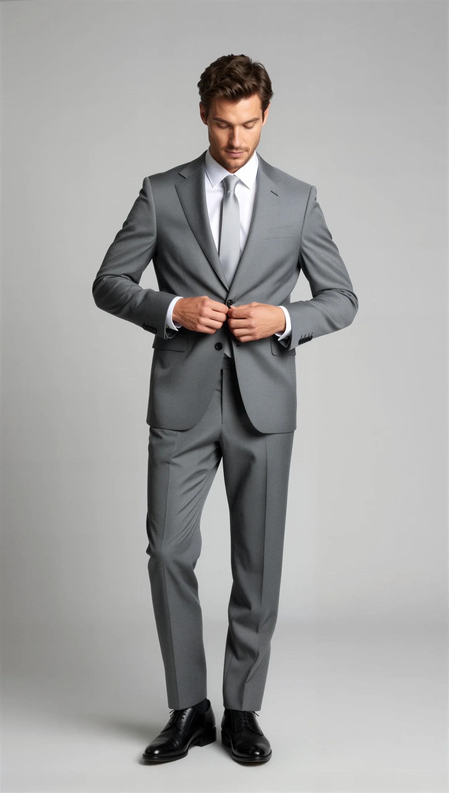 2 piece notch lapel single breasted Medium grey suit