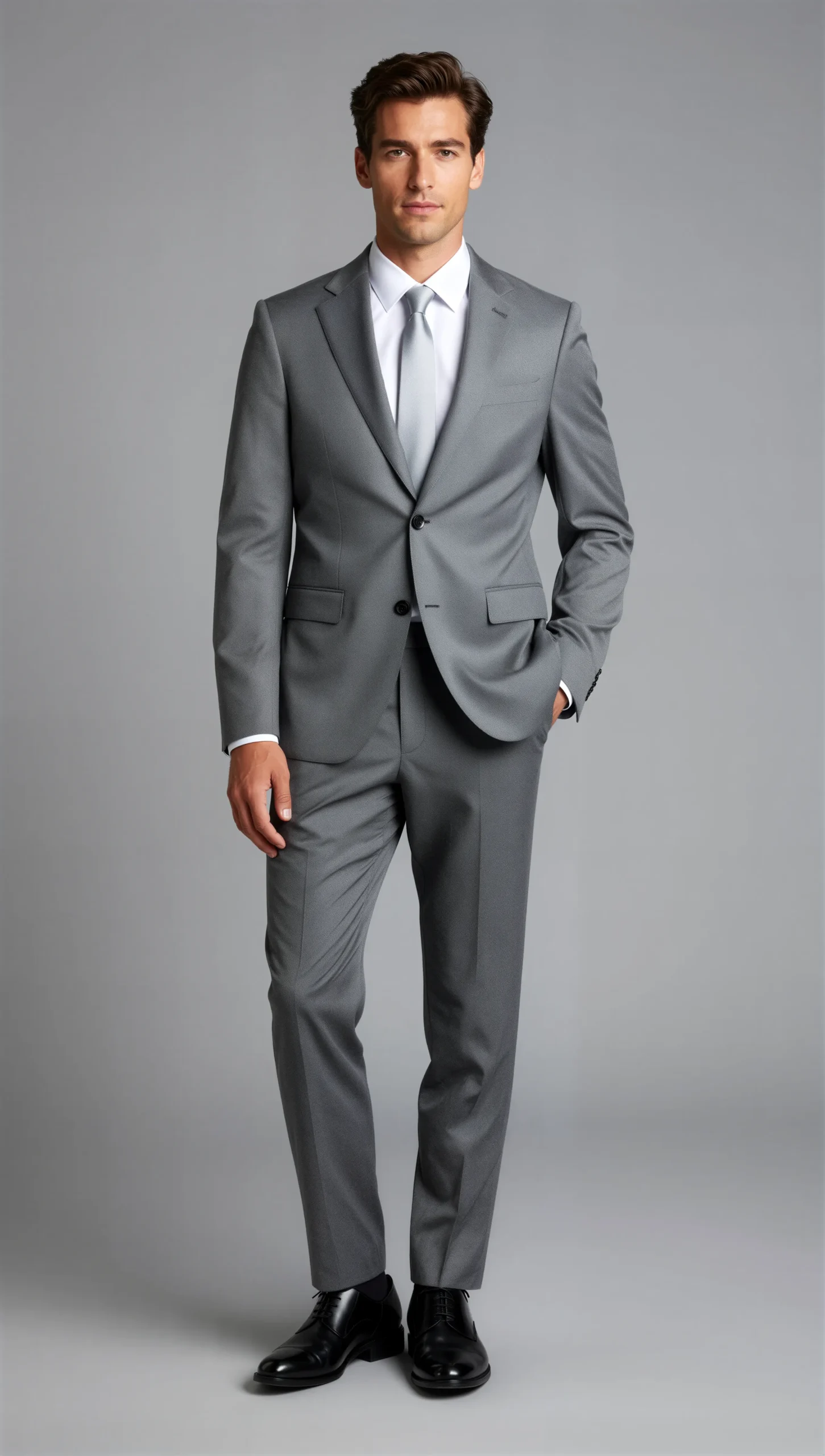 2 piece notch lapel single breasted Medium grey suit