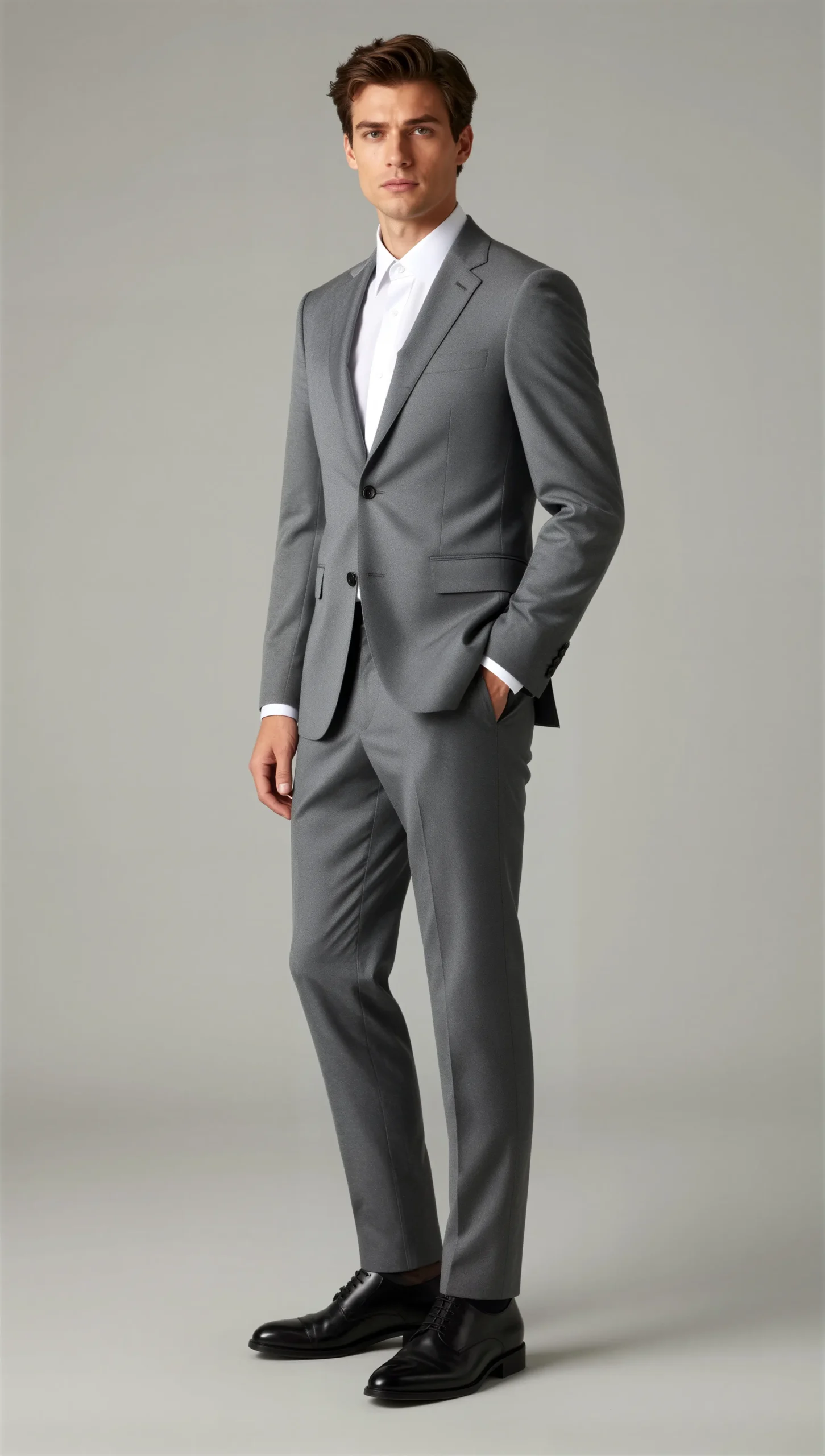 2 piece notch lapel single breasted Medium grey suit