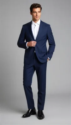 2 piece notch lapel single breasted Navy blue suit
