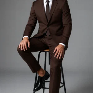 2 piece peak lapel single breasted Brown chocolate suit1