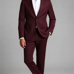 2 piece peak lapel single breasted Burgundy wine suit1