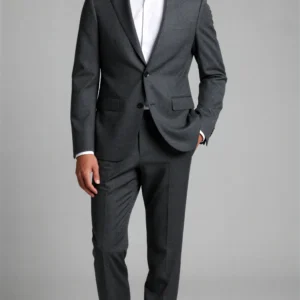 2 piece peak lapel single breasted charcoal grey1